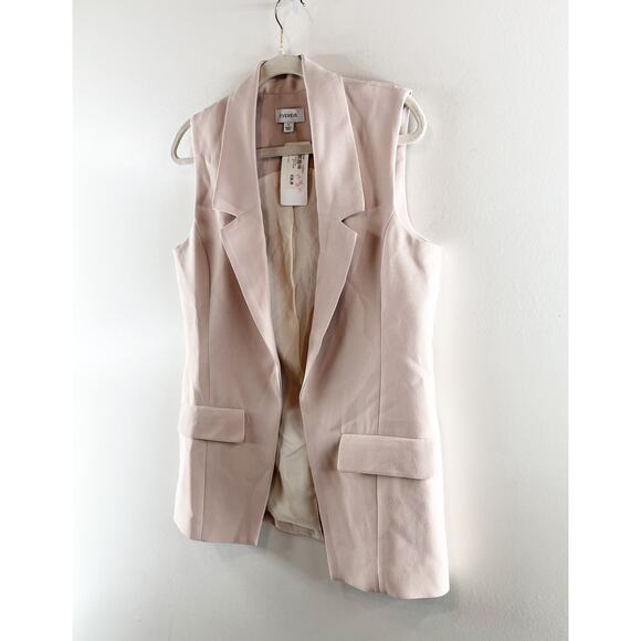 Evereve Winona Open Longline Blazer Vest in Dusty Rose Pink Small - Picture 7 of 11